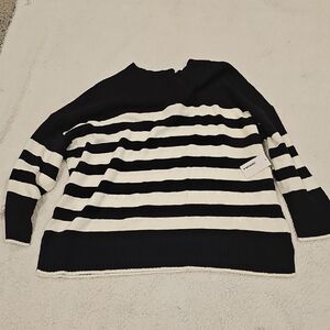 Sonoma Womans Black and White Striped Sweater Size 3X NWT